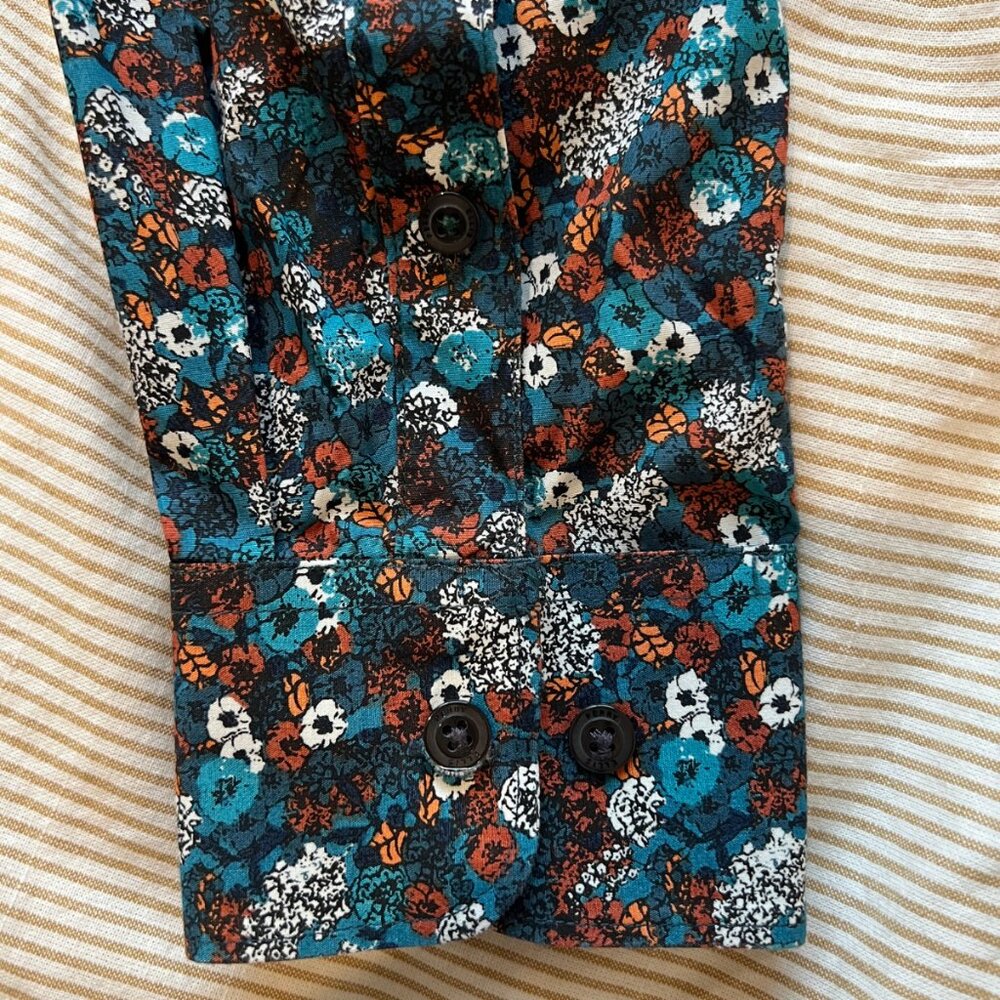 Perry Ellis Mens Slim Fit Button Down Floral Pattern Dress Shirt Size M - Picture 5 of 8